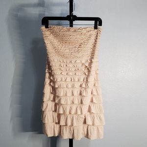 EXPRESS Dusty Pink Strapless Ruffled Midi Dress